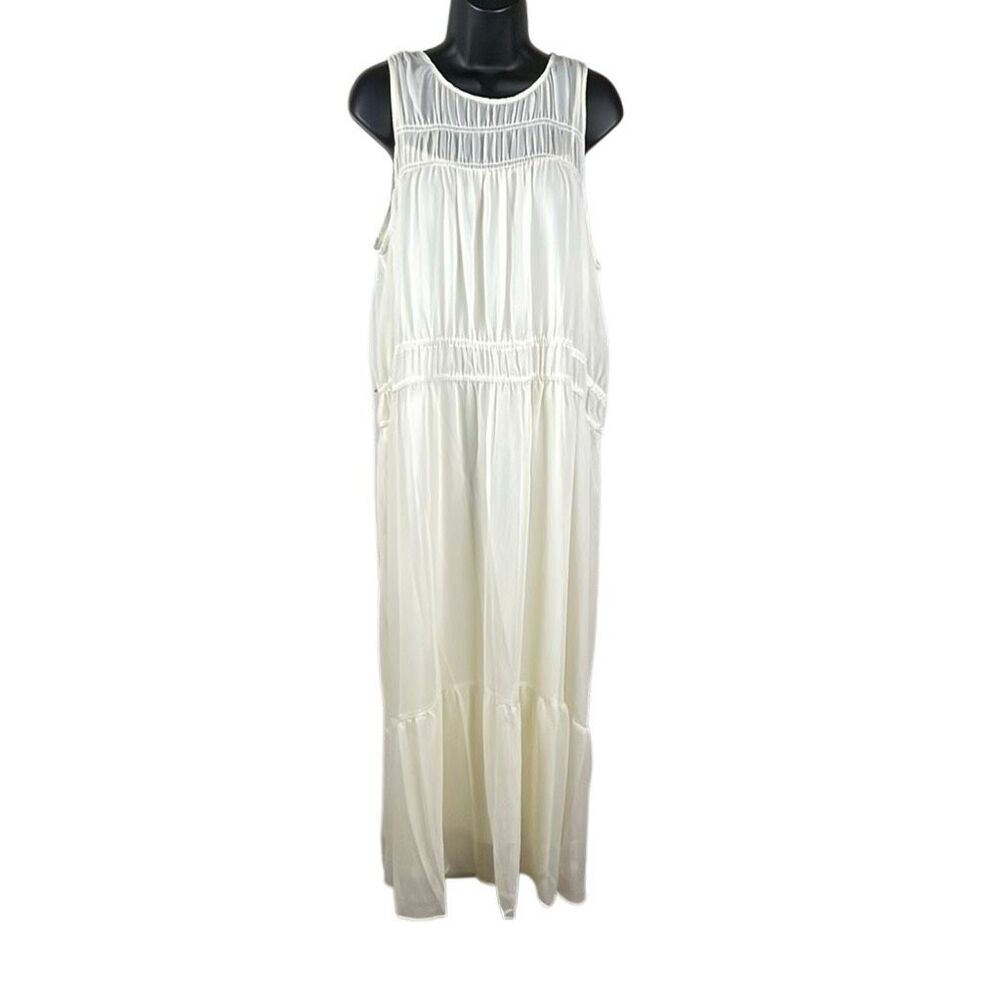 Cream Chiffon Maxi Dress NEW M